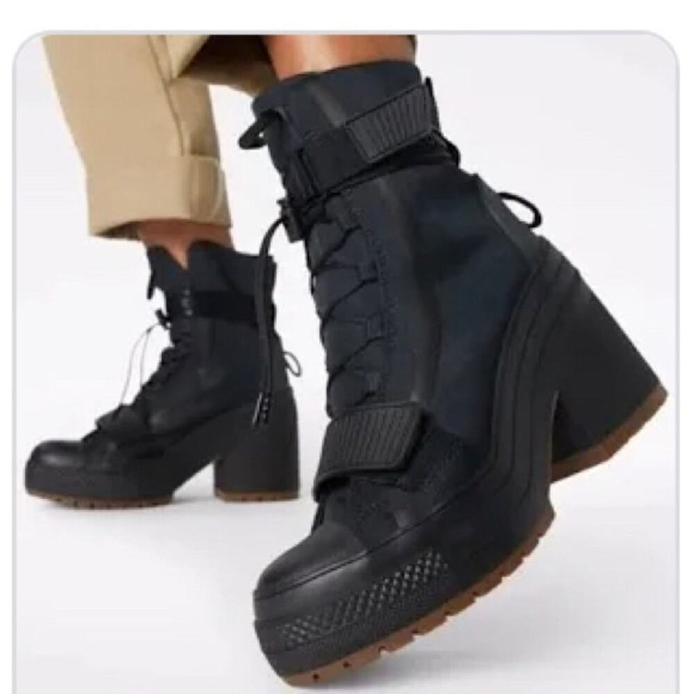 Converse Chuck Taylor All Star GR82 women platform heel combat boots black 7.5